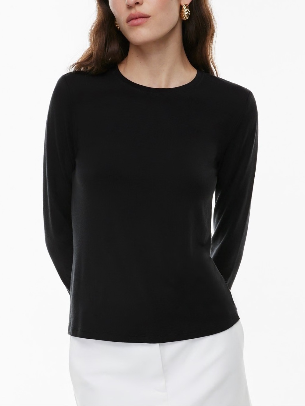 Babaton Black Long-Sleeve Crewneck Top